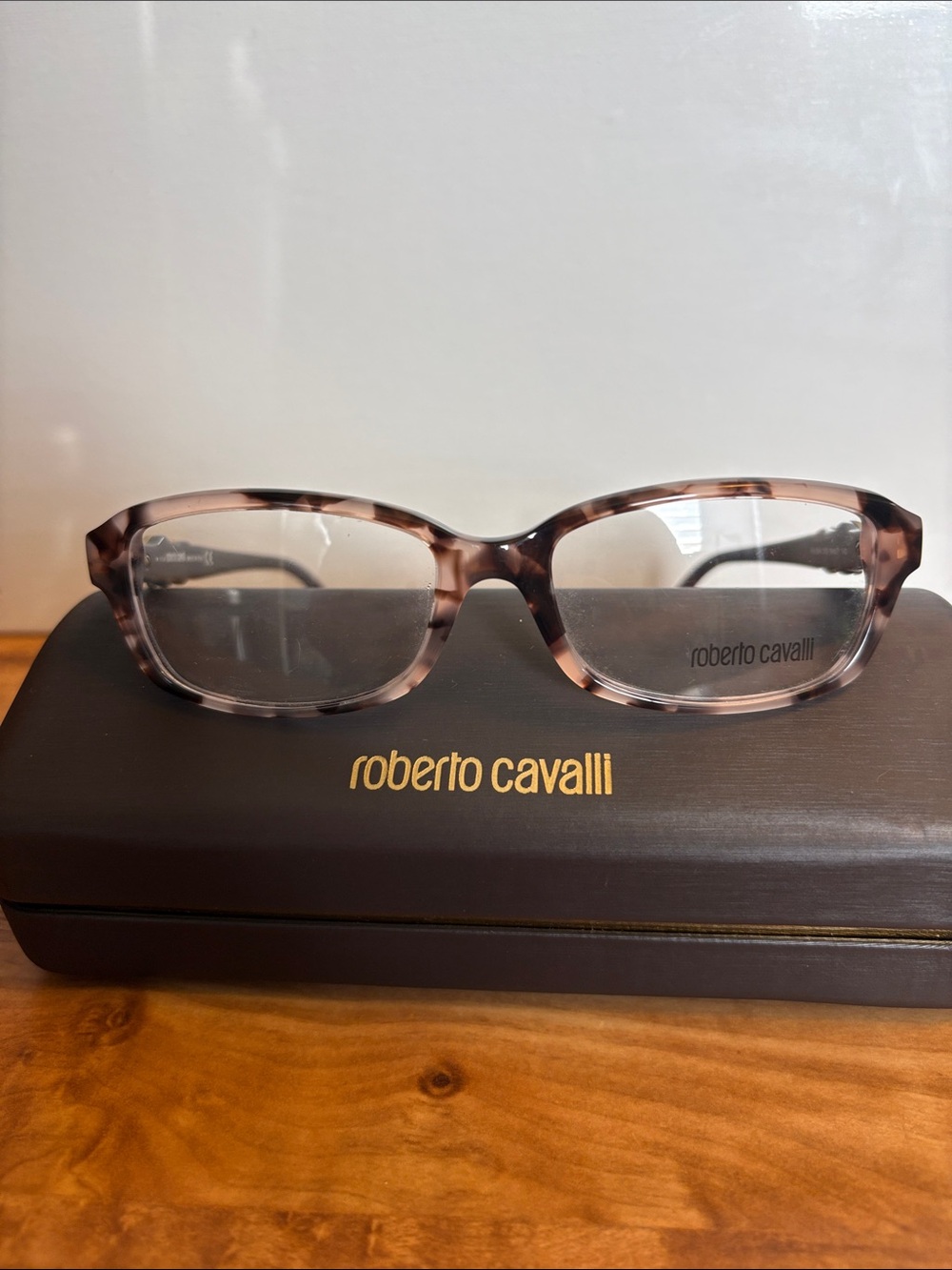 Roberto Cavalli Women's Tortoiseshell Rectangular Glasses - Brown Gray